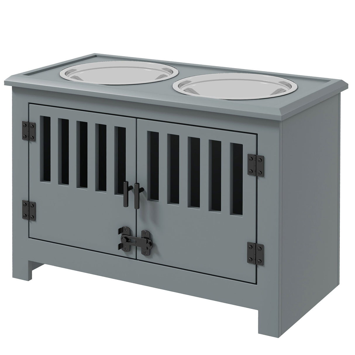 Raised Large Dog Feeding Station with Storage - Sleek & Functional, PawHut,