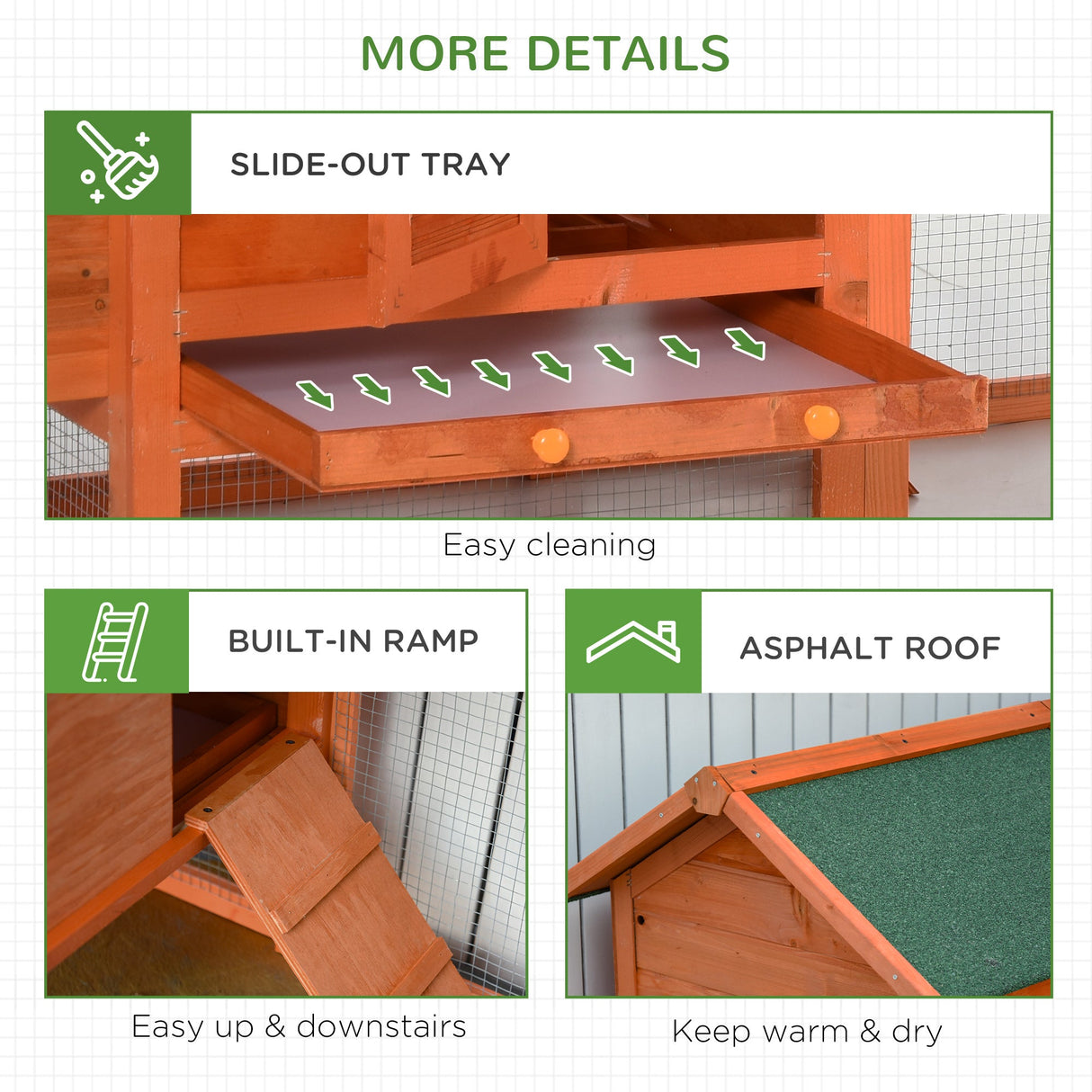 Small Outdoor Chicken Coop with Nesting Box & Run, 170cm, PawHut,