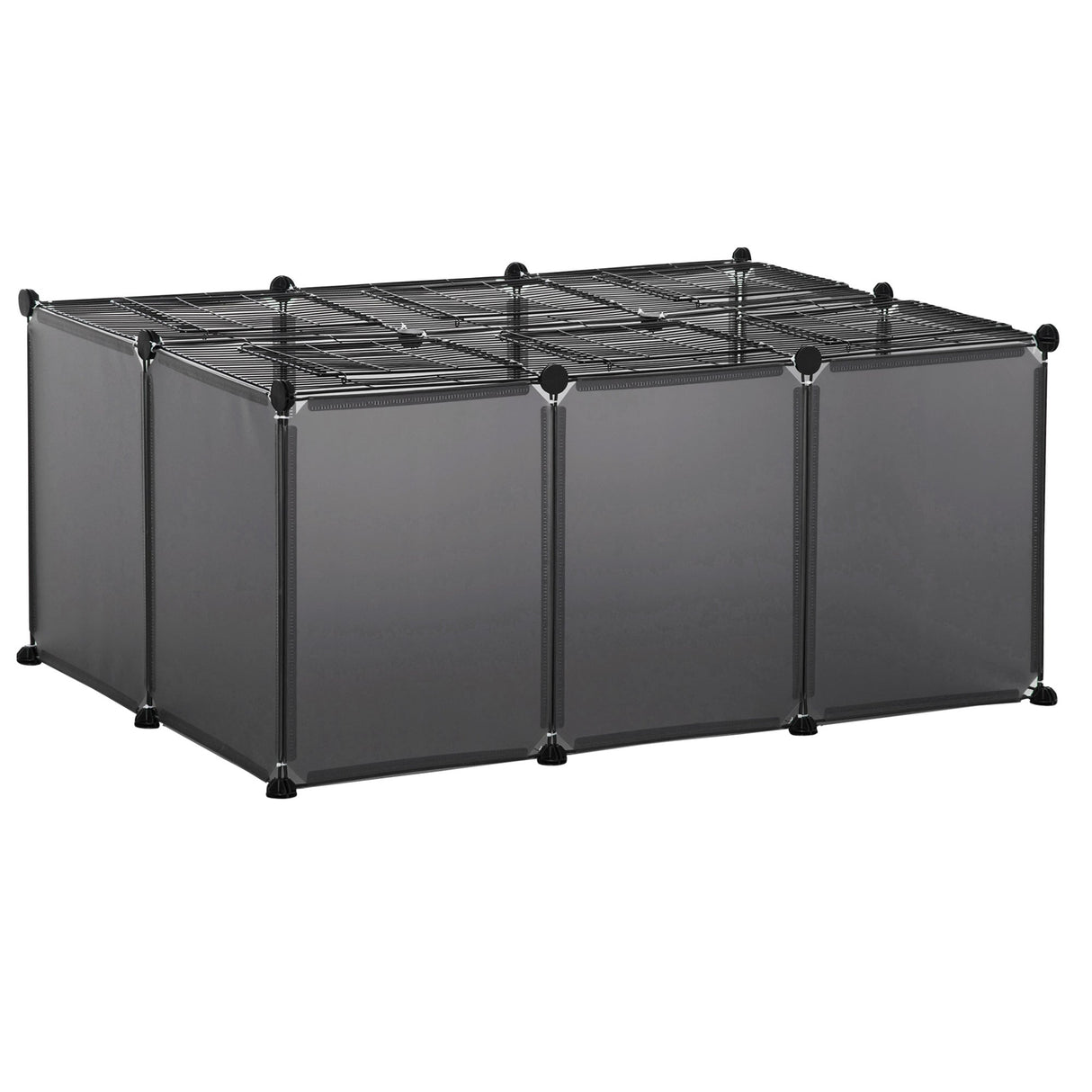 Small Pet Playpen with Door, Guinea Pigs Metal Mesh Cage with Mallet, PawHut, Transparent