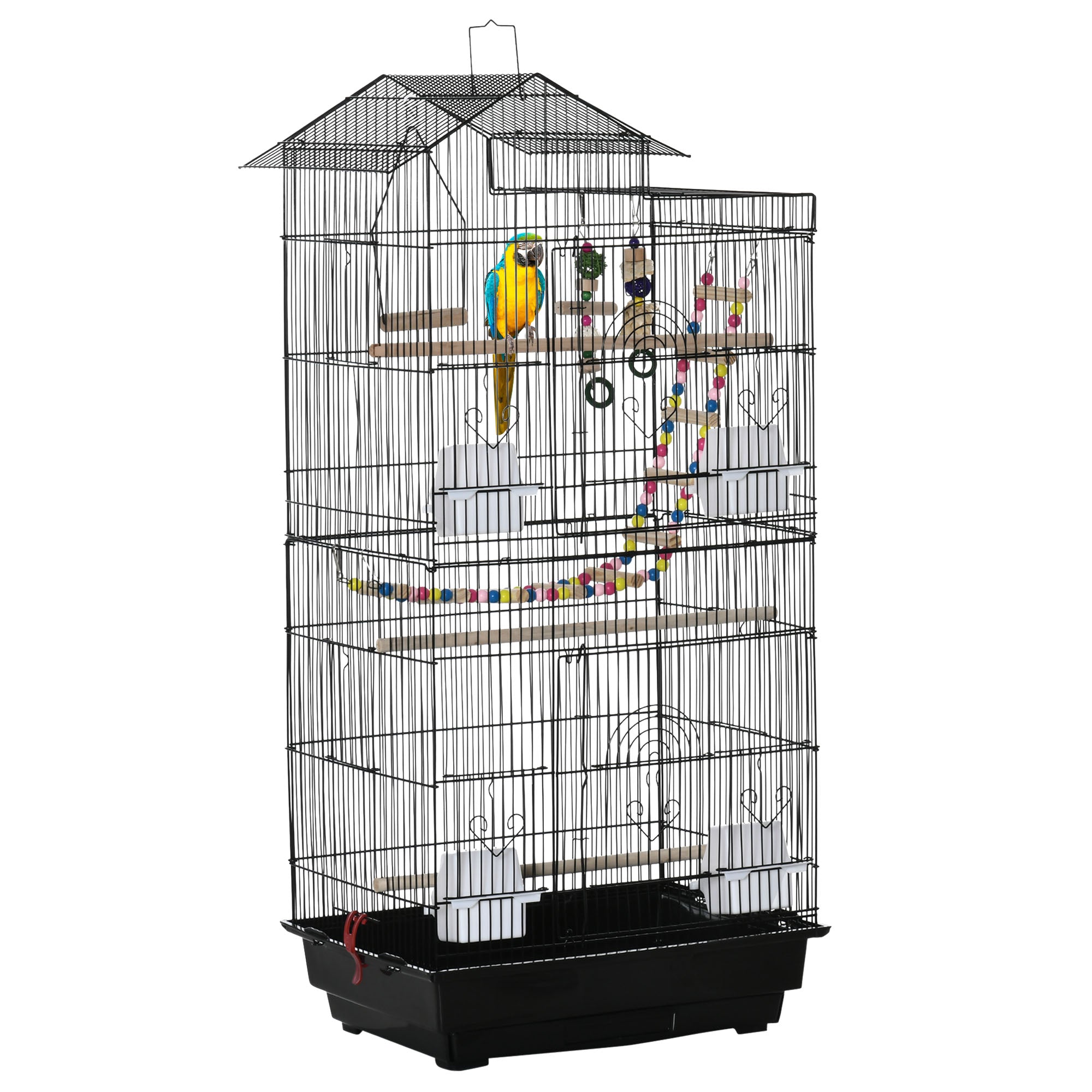 Spacious Bird Cage with Toys, Tray & Perches for Small Birds, PawHut,