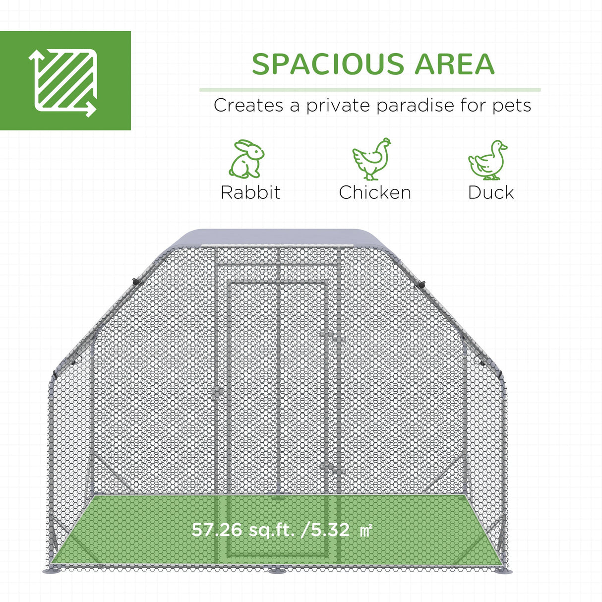 Spacious Chicken Run with Roof for 4-6 Birds - Walk In, PawHut,
