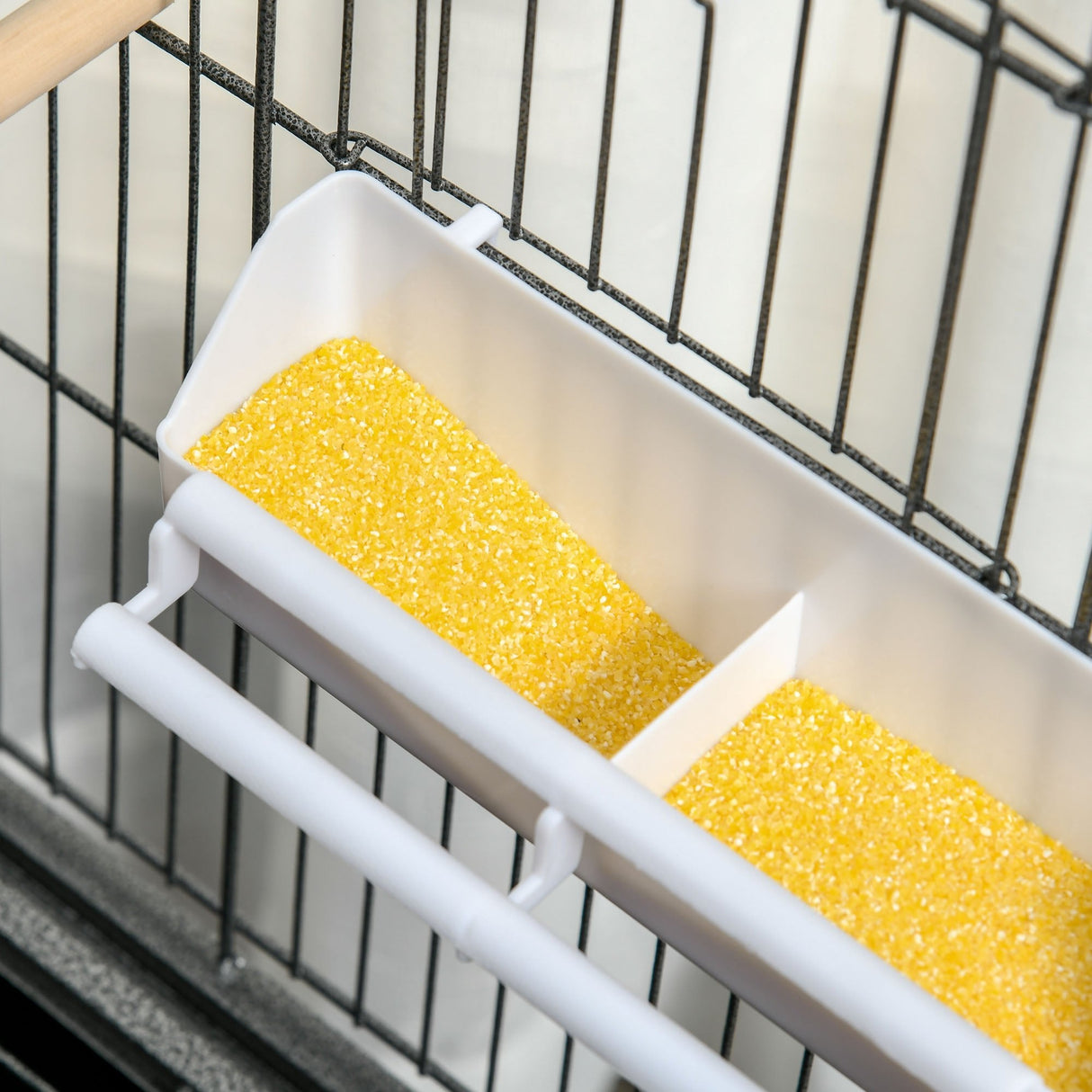 Spacious Rolling Bird Cage for Budgies, Finches and Canaries, PawHut, Dark Grey