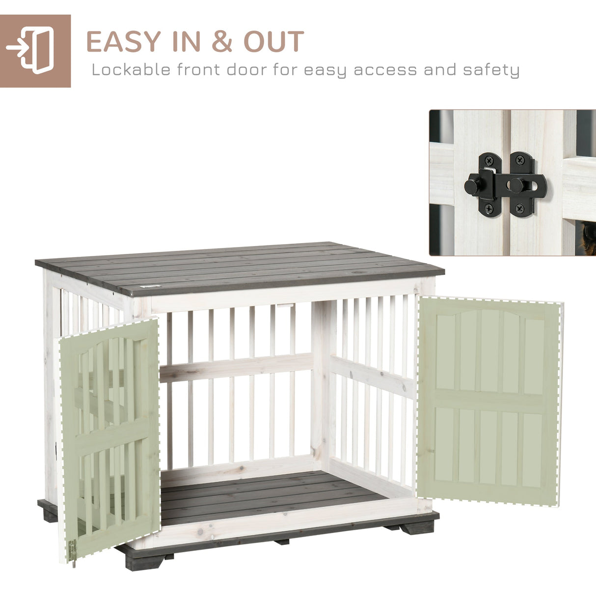 Stylish Wooden Dog Crate & End Table for Small/Medium Pets, PawHut,