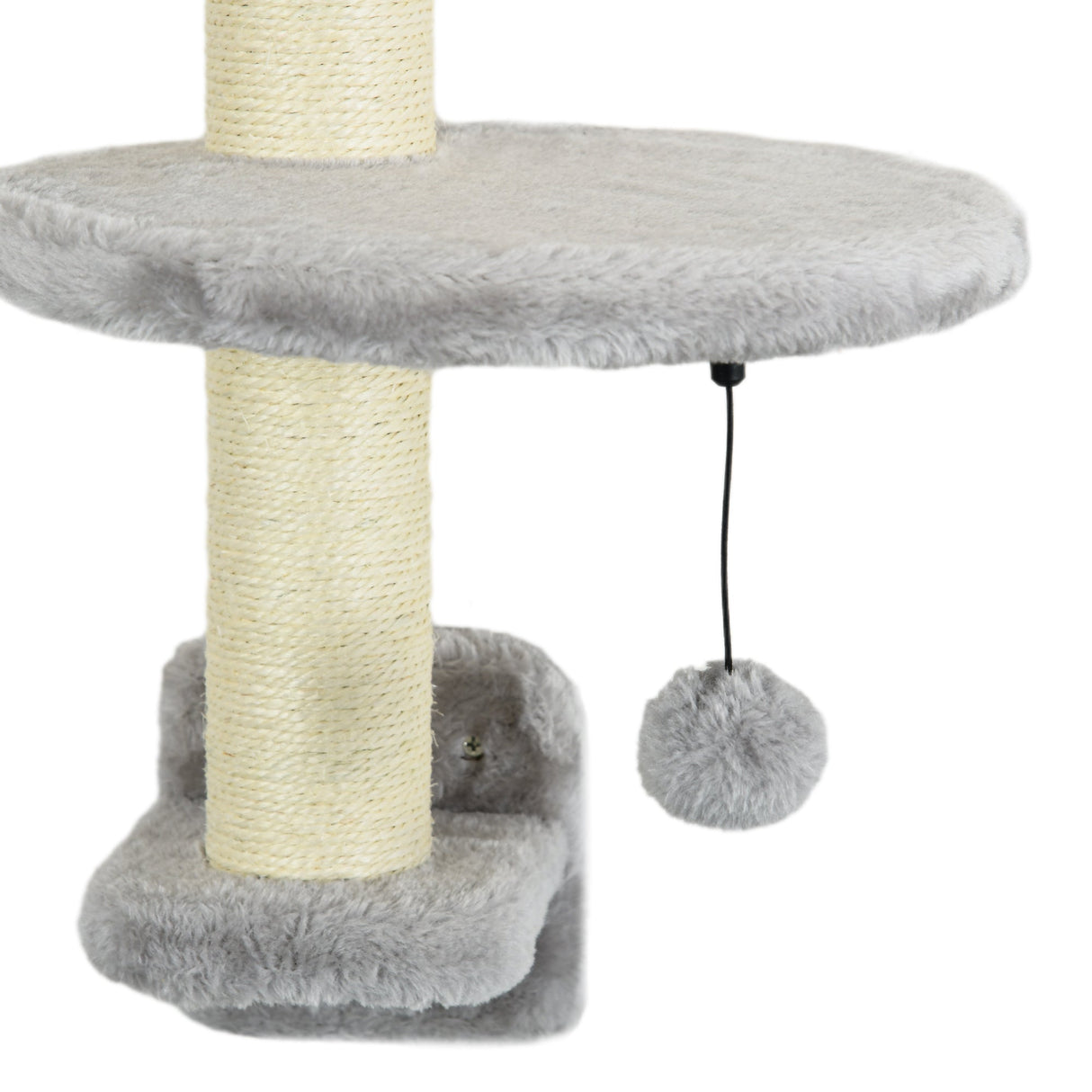Three-Piece Wall-Mounted Cat Shelves, with Hammock, Ladder, Platforms, Scratching Post - Grey, PawHut,