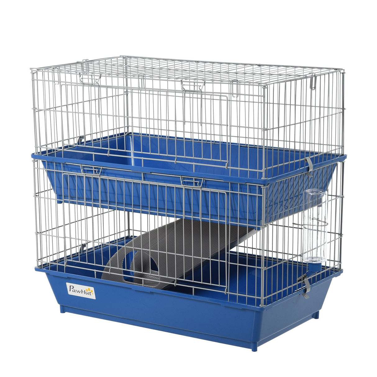 Two-Tier Small Mammal Cage with Ramp and Accessories, PawHut,