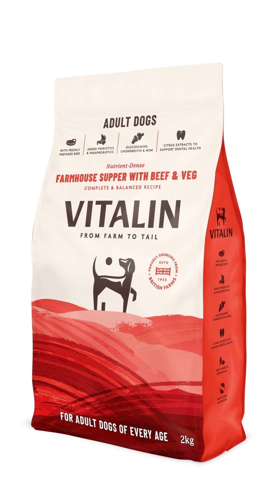 Vitalin Adult Farmhouse Supper with Beef & Veg, Vitalin, 4x2kg