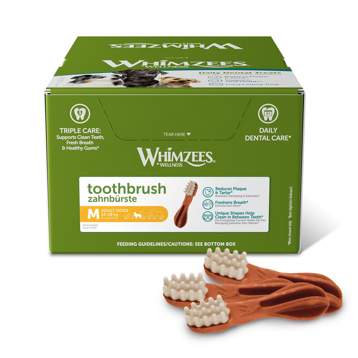 Whimzees Toothbrush Medium Box of 75 x 110mm, Whimzees,