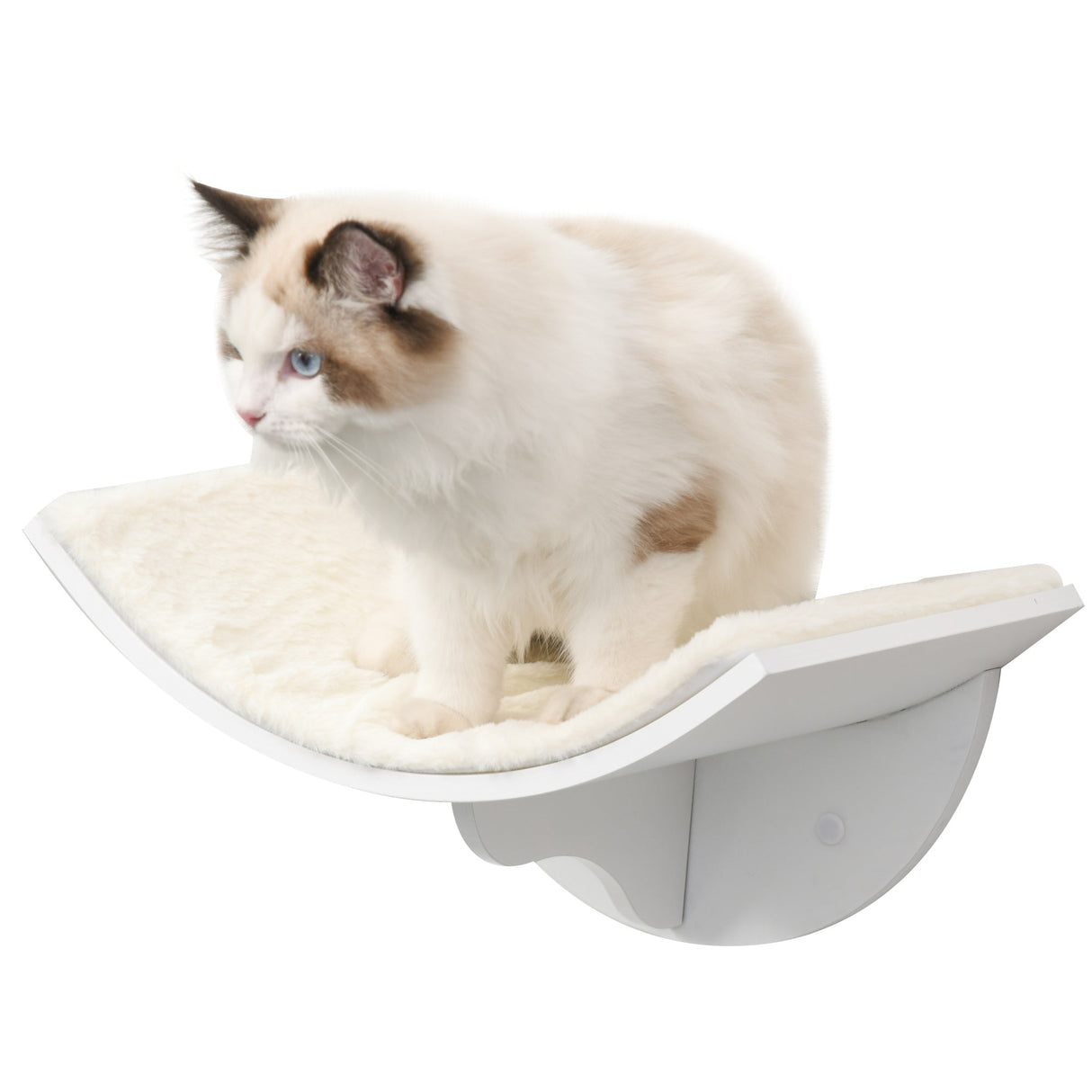 Wood Cat Shelves Wall-Mounted Shelter Curved Kitten Bed Cat Perch Climber Cat Furniture 41 x 28 x 21cm, PawHut, Brown