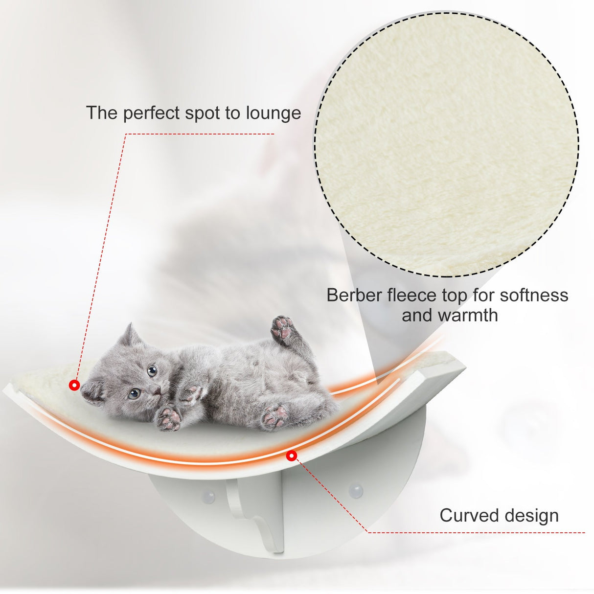 Wood Cat Shelves Wall-Mounted Shelter Curved Kitten Bed Cat Perch Climber Cat Furniture 41 x 28 x 21cm, PawHut, Brown