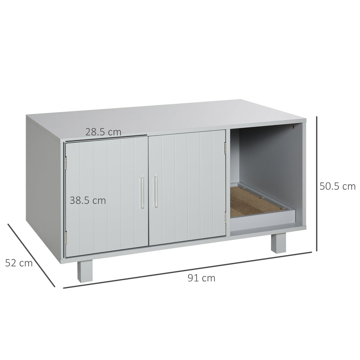 Wooden Cat Litter Box Enclosure with Scratcher & Table Top, PawHut, Grey