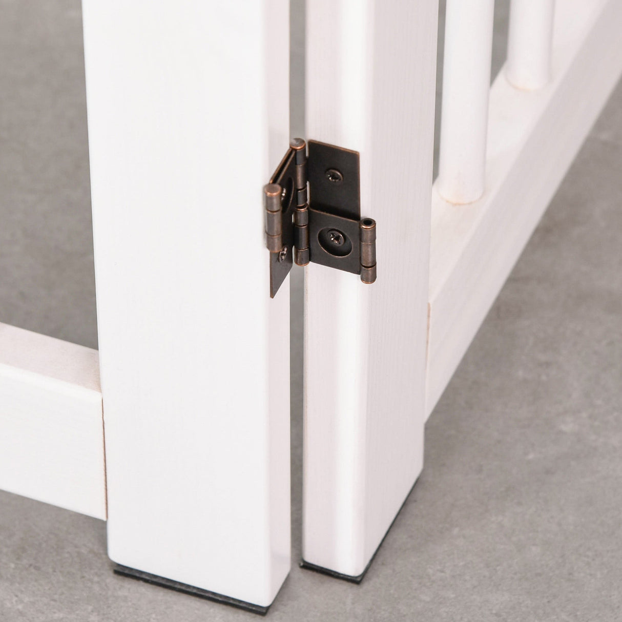 Wooden Freestanding Pet Gate 4 Panels 91cm Foldable Dog Safety Fence with 2 Support Feet Walk-through Door for Doorway Stairs, PawHut,