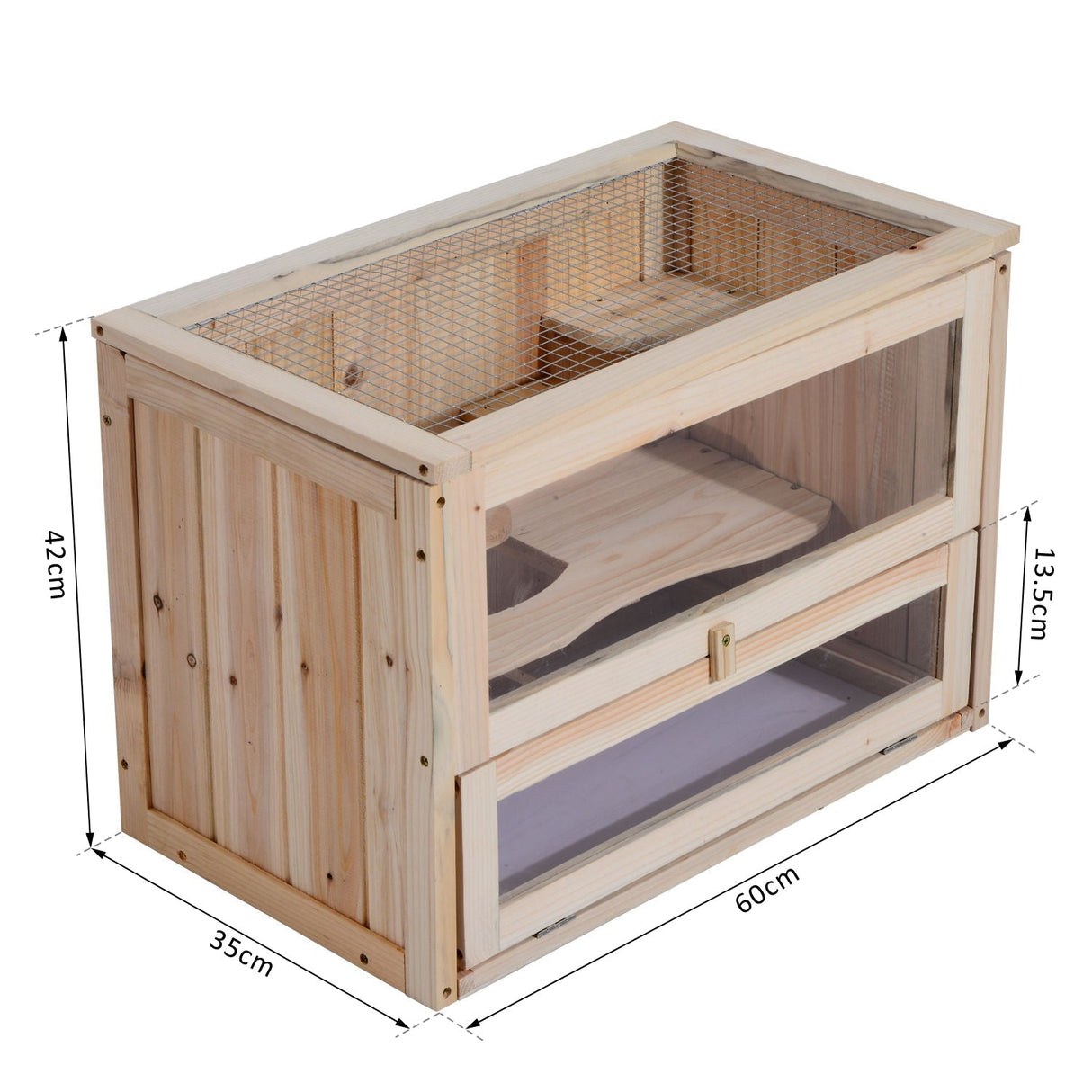Wooden Hamster Cage for Playful Small Rodents, PawHut,