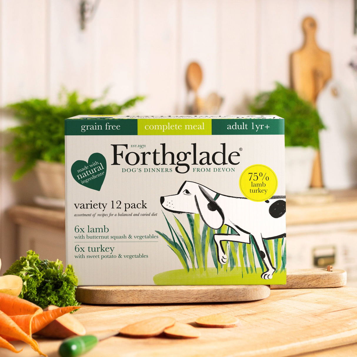 Forthglade Adult Dog Complete Lamb & Turkey Wet Dog Food Variety Pack 12x395g