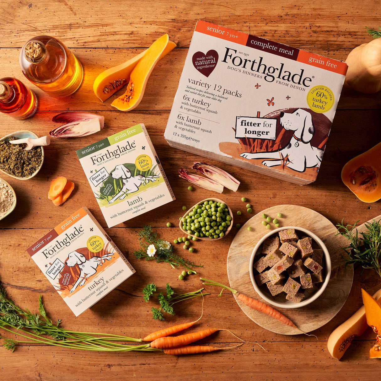 Forthglade Senior Complete Grain Free Turkey & Lamb Duo Variety Pack 12x395g