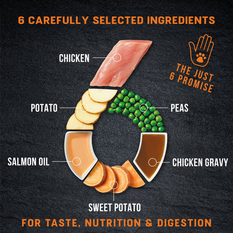 Harringtons Just 6 Chicken with Veg & Gravy Grain-Free Wet Dog Food - 8 x 380g