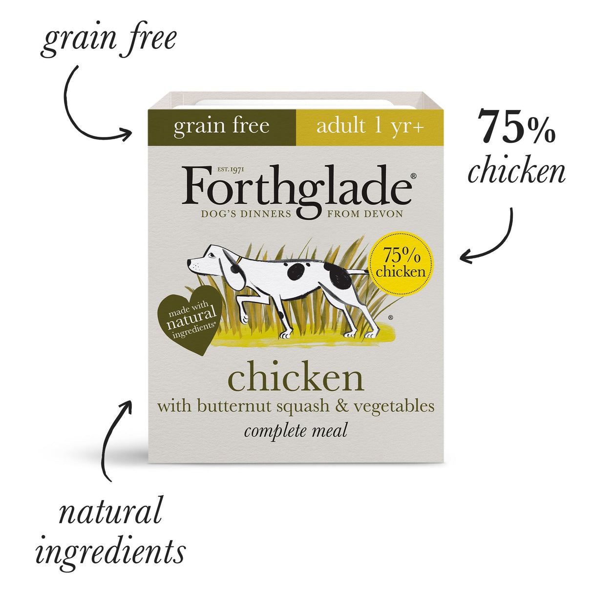 Forthglade Adult Dog Complete Grain Free Chicken with Butternut Squash & Veg 18x395g