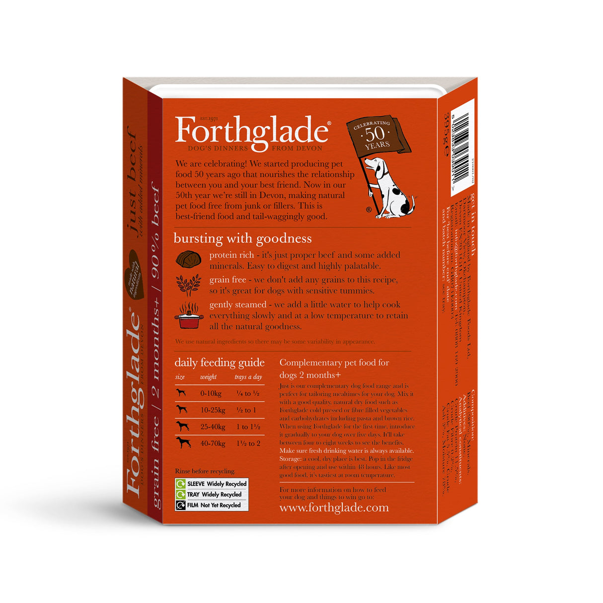 Forthglade Adult Dog Just Grain Free Chicken, Lamb & Beef Variety Pack 12x395g