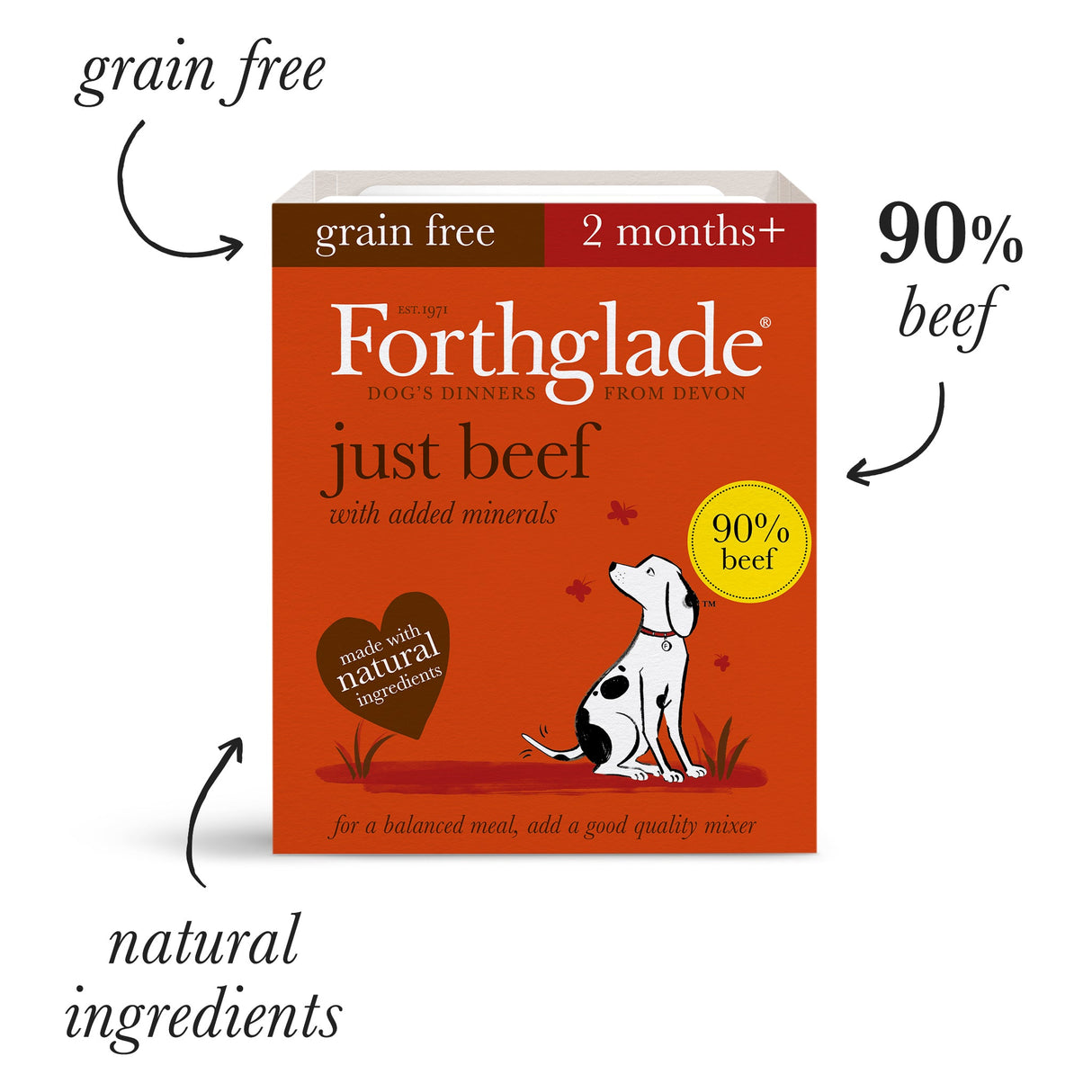 Forthglade Adult Dog Just Grain Free Chicken, Lamb & Beef Variety Pack 12x395g