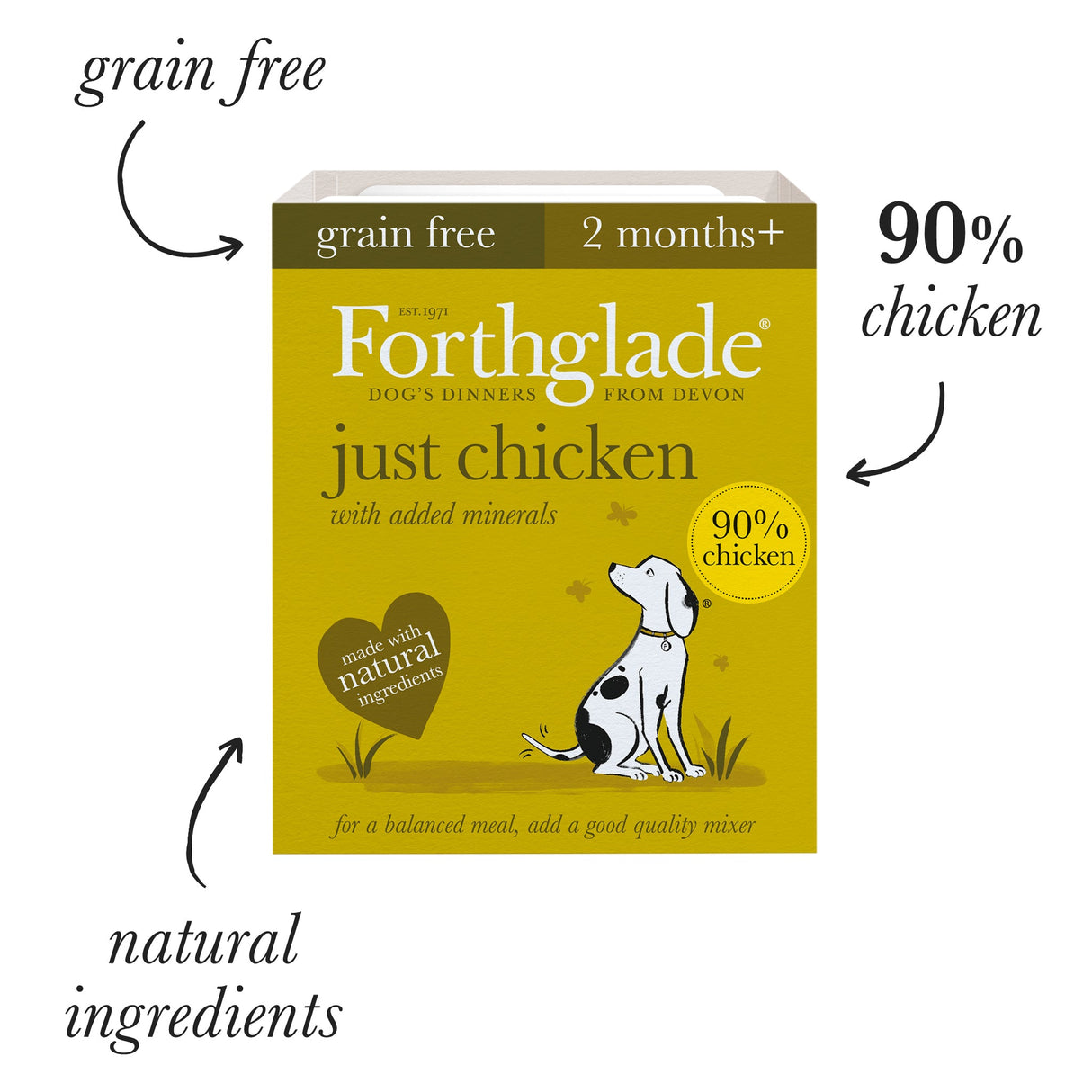 Forthglade Adult Dog Just Grain Free Chicken, Lamb & Beef Variety Pack 12x395g