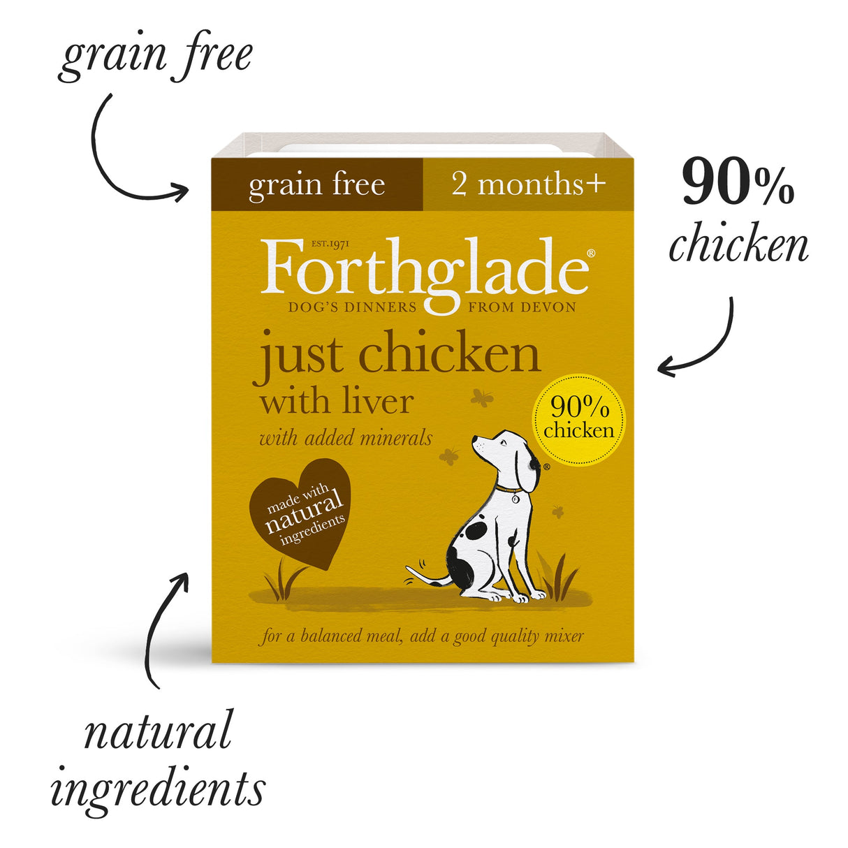 Forthglade Adult Dog Just Grain Free Poultry Wet Dog Food Variety Pack 12x395g