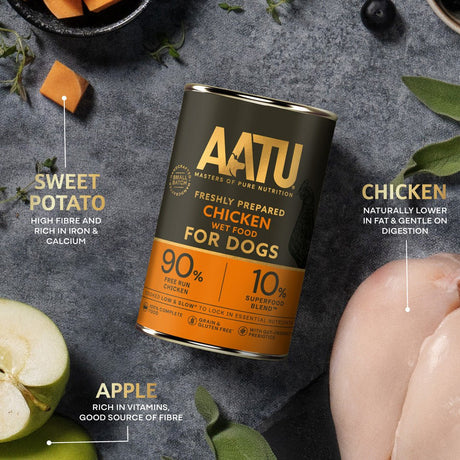 AATU Chicken Wet Dog Food Tins, AATU, 6*400g
