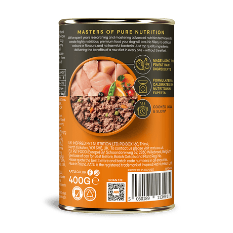 AATU Chicken Wet Dog Food Tins, AATU, 6*400g