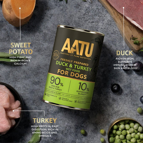 AATU Duck & Turkey Wet Dog Food, AATU, 6*400g
