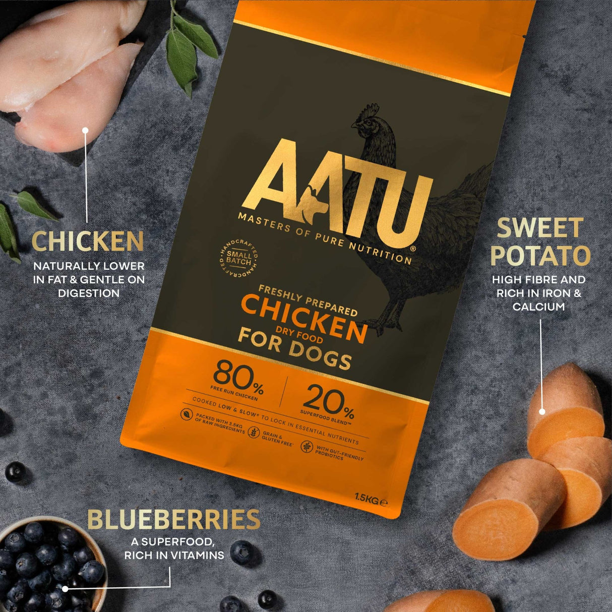 AATU Free Run Chicken Grain - Free Dry Dog Food, AATU, 1.5kg