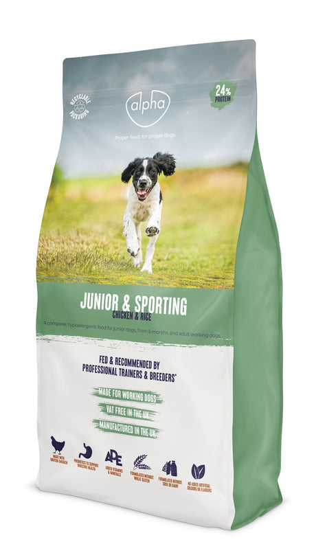 Alpha Adult Junior & Sporting Dry Dog Food - 15 kg, Alpha,