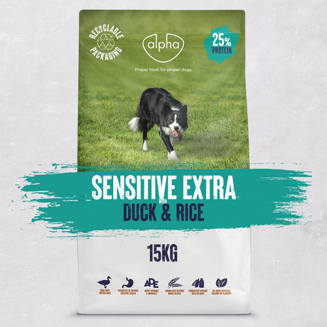 Alpha Sensitive Extra with Duck & Rice Dry Adult Dog Food - 15 kg, Alpha,