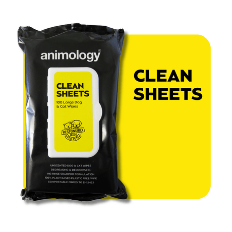Animology Clean Sheets Fragrance Free Pet Wipes - 6 x 100 Sheet Pack, Animology,