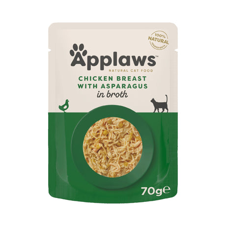 Applaws Cat Chicken Breast with Asparagus in Broth Pouches 12 x 70g, Applaws,