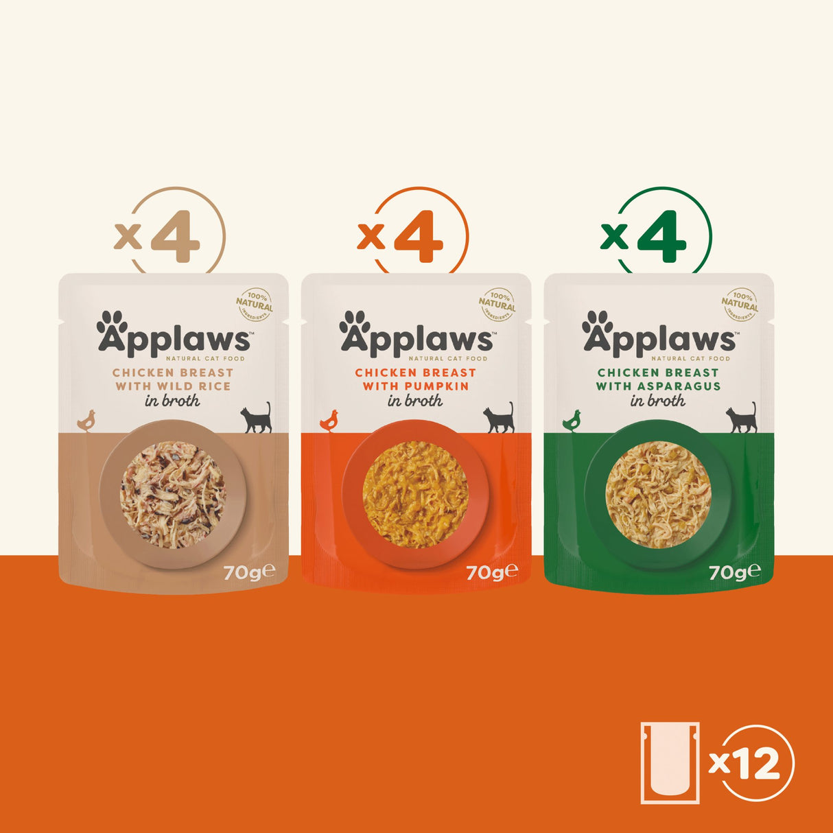 Applaws Cat Chicken Selection in Broth Pouches 4x (12x70g), Applaws,