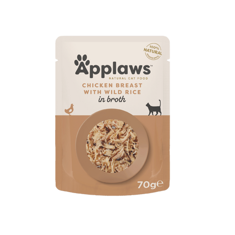 Applaws Cat Chicken with Wild Rice in Broth Pouches 12 x 70g, Applaws,