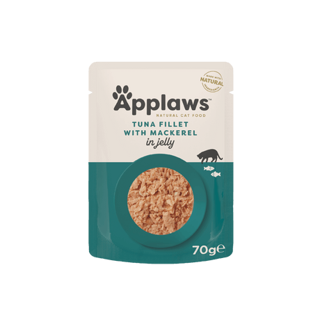 Applaws Cat Tuna Fillet with Mackerel in Jelly Pouches 16 x 70g, Applaws,