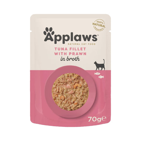 Applaws Cat Tuna Fillet with Prawn in Broth Pouches 12 x 70g, Applaws,