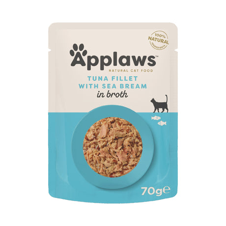 Applaws Cat Tuna Fillet with Sea Bream in Broth Pouches 12 x 70g, Applaws,