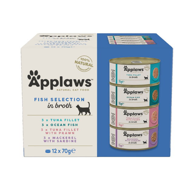 Applaws Fish Selection in Broth Wet Cat Food - 4x (12x70g), Applaws,