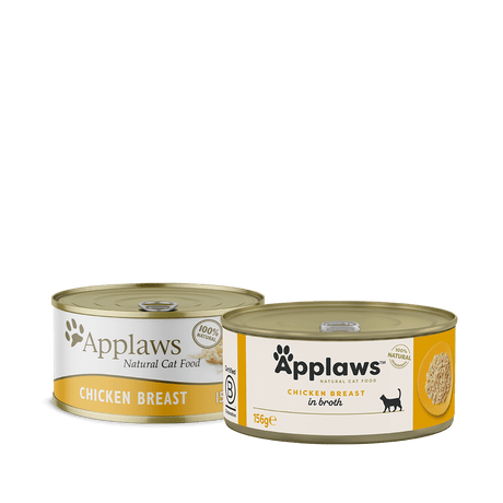 Applaws Natural Wet Cat Food Chicken Breast in Broth Tins, Applaws, 24x156g