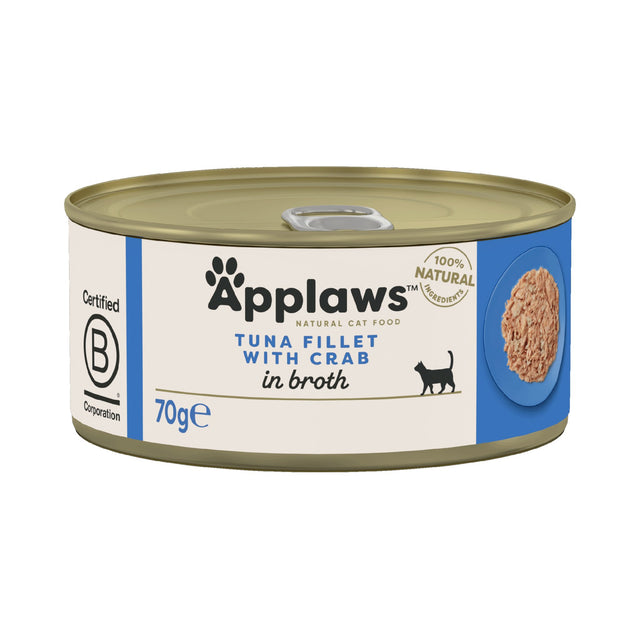 Applaws Tuna Fillet with Crab in Broth Wet Cat Food - 24 x 70g, Applaws,