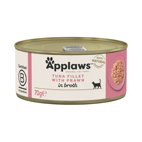 Applaws Tuna Fillet with Prawn in Broth Wet Cat Food - 24 x 70g, Applaws,