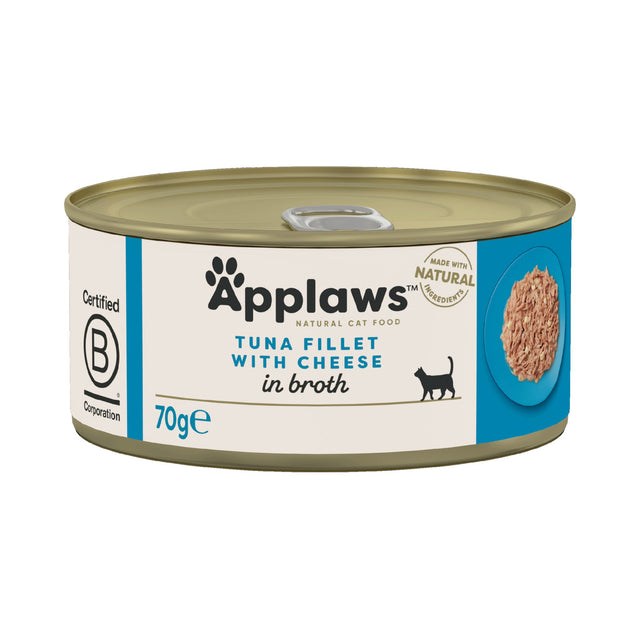 Applaws Tuna Fillets with Cheese in Broth Wet Cat Food - 24 x 70g, Applaws,