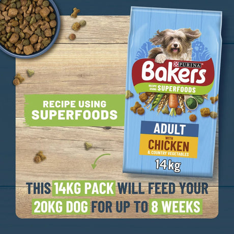 Bakers Adult Dry Dog Food Chicken with Veg, Bakers, 14 kg