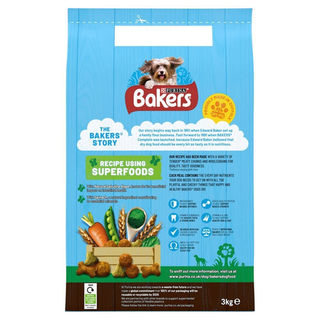 Bakers Adult Dry Dog Food Chicken with Veg, Bakers, 3 kg