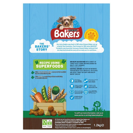 Bakers Adult Dry Dog Food Chicken with Veg, Bakers, 5 x 1.2kg