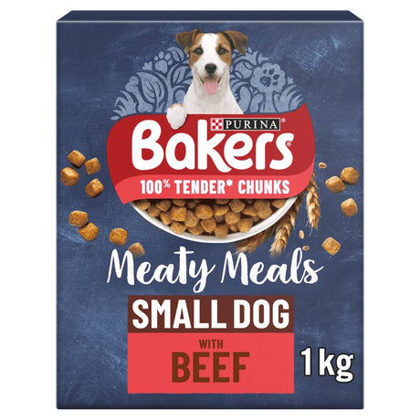 Bakers Meaty Meals Small Dog Dry Food with Beef - 5 x 1kg Boxes, Bakers,