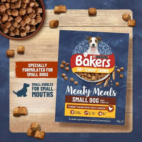 Bakers Meaty Meals Small Dog Dry Food with Beef - 5 x 1kg Boxes, Bakers,