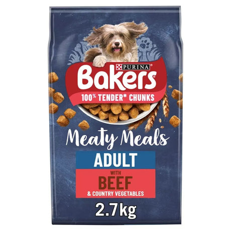 Bakers Meaty Meals with Beef Dry Dog Food, Bakers, 2.7 kg