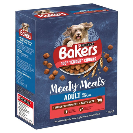 Bakers Meaty Meals with Beef Dry Dog Food, Bakers, 5 x 1kg