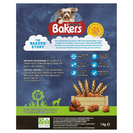 Bakers Meaty Meals with Beef Dry Dog Food, Bakers, 5 x 1kg